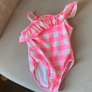 Carter’s Pink and White Checked Asymmetrical Swimsuit 3T